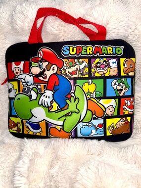 Nintendo Super Mario Tablet Sleeve with Red Handles and Multicolor Graphic